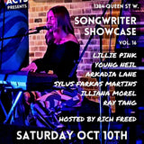 Rich Acts Songwriter Showcase Vol. 16 poster, listing Optifold inventor Ray Tang among six performers on October 10, 2026.